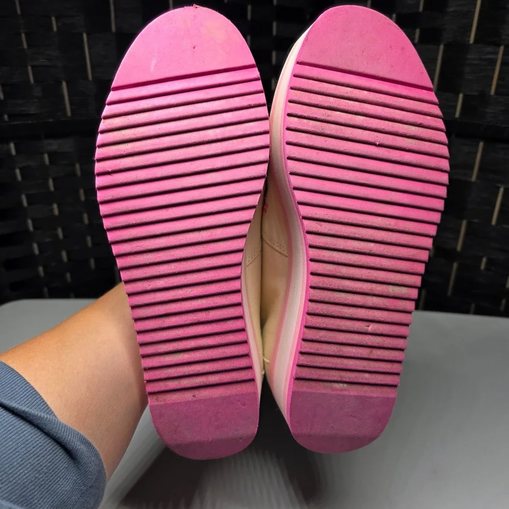 TOMS Alpargata Platform Pink Floral Embroidered Slip On Shoes Womens Size 8